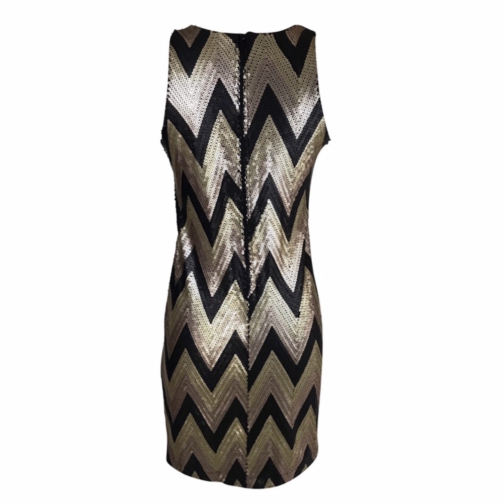 Cocktail Dress Gold Bronze Black Sequin Chevron - Picture 5 of 7